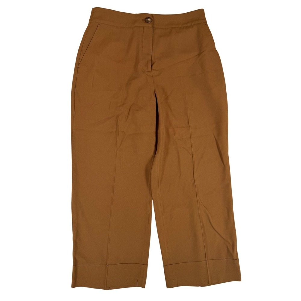 Sezane Damon Camel Brown Wide Leg Ankle Trousers Pants Size 44 S232PAN030M - Picture 3 of 10